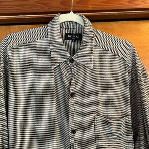 GUESS Men’s Black & White Micro-Check Shirt Jacket